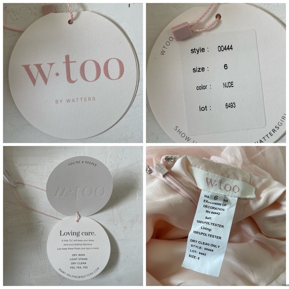 WTOO by Watters Designs Dress 444 Bobinett Nude Bridesmaid Wedding Dress 6 NWT - Picture 11 of 11